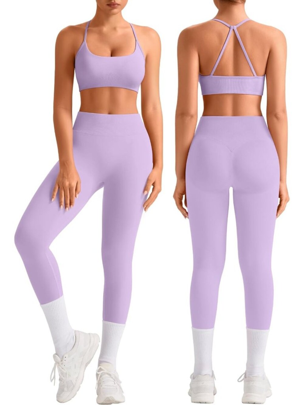 Stylish 2-Piece Workout Set: Halter Sports Bra & Butt Lifting Leggings for Gym